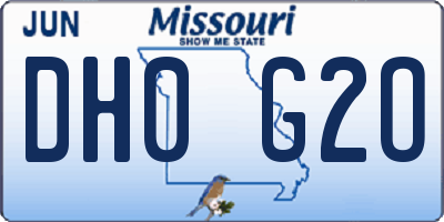 MO license plate DH0G2O