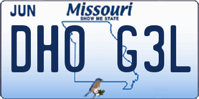 MO license plate DH0G3L