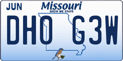 MO license plate DH0G3W