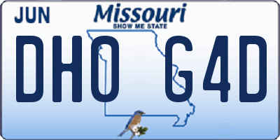 MO license plate DH0G4D