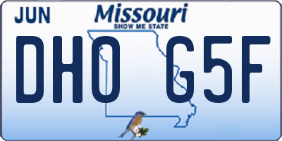 MO license plate DH0G5F