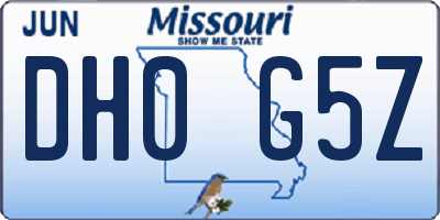 MO license plate DH0G5Z