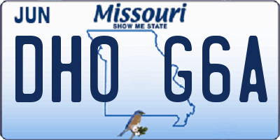 MO license plate DH0G6A