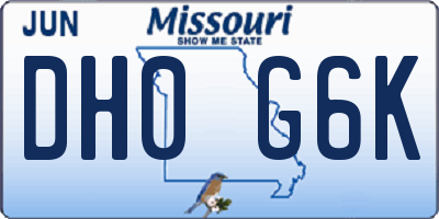 MO license plate DH0G6K