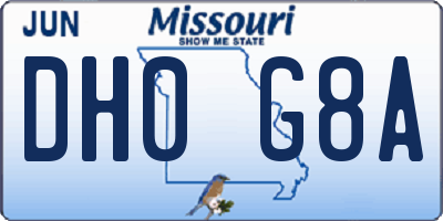 MO license plate DH0G8A