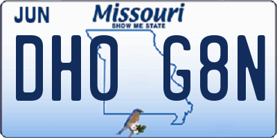 MO license plate DH0G8N