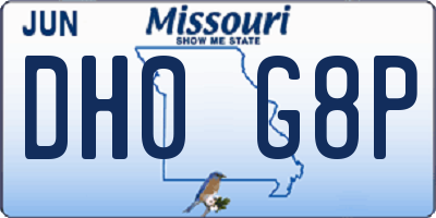 MO license plate DH0G8P
