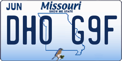 MO license plate DH0G9F
