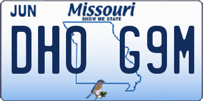 MO license plate DH0G9M