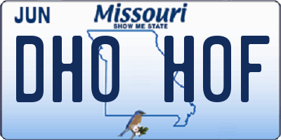 MO license plate DH0H0F