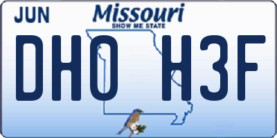 MO license plate DH0H3F