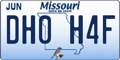 MO license plate DH0H4F