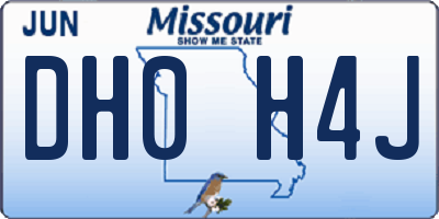 MO license plate DH0H4J