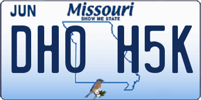 MO license plate DH0H5K