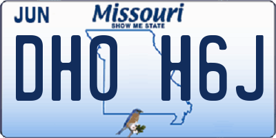 MO license plate DH0H6J