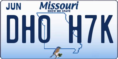 MO license plate DH0H7K