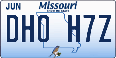 MO license plate DH0H7Z