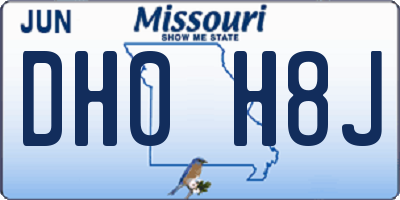 MO license plate DH0H8J