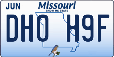 MO license plate DH0H9F