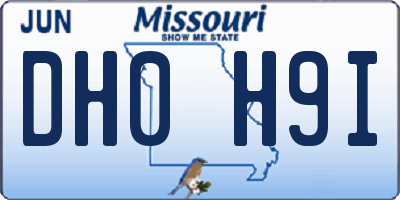 MO license plate DH0H9I