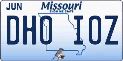 MO license plate DH0I0Z