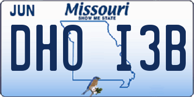 MO license plate DH0I3B