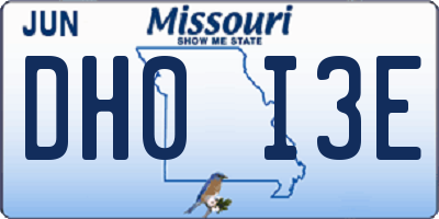 MO license plate DH0I3E