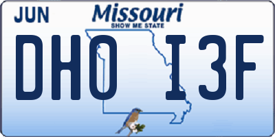 MO license plate DH0I3F