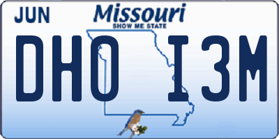 MO license plate DH0I3M