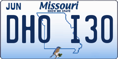 MO license plate DH0I3O