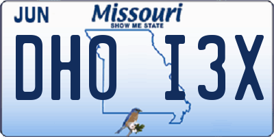 MO license plate DH0I3X