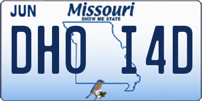 MO license plate DH0I4D