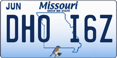 MO license plate DH0I6Z