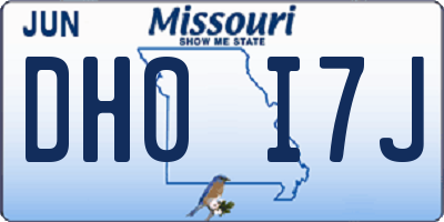 MO license plate DH0I7J