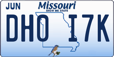 MO license plate DH0I7K