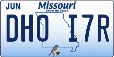 MO license plate DH0I7R