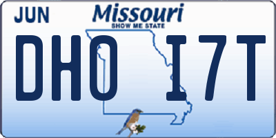 MO license plate DH0I7T