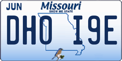 MO license plate DH0I9E