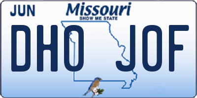 MO license plate DH0J0F