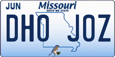 MO license plate DH0J0Z