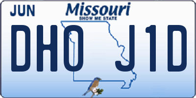MO license plate DH0J1D