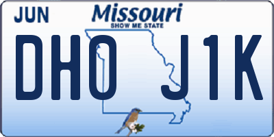 MO license plate DH0J1K