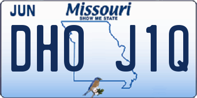 MO license plate DH0J1Q