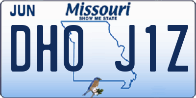 MO license plate DH0J1Z