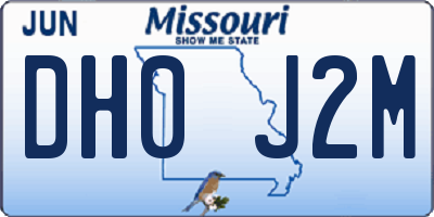 MO license plate DH0J2M