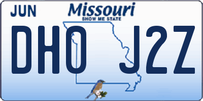MO license plate DH0J2Z