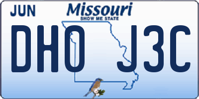 MO license plate DH0J3C