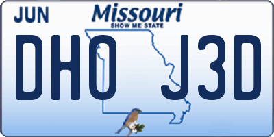 MO license plate DH0J3D
