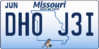 MO license plate DH0J3I
