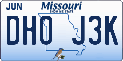 MO license plate DH0J3K